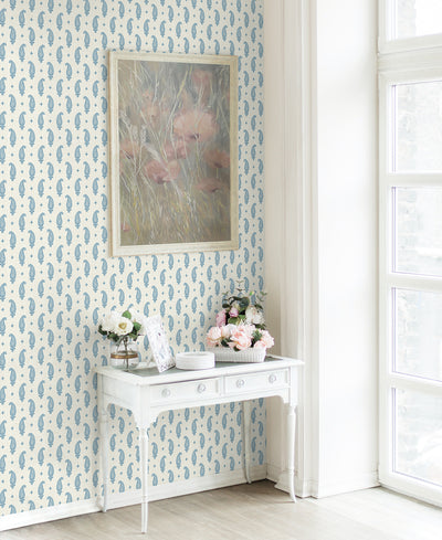 product image for Maia Paisley Wallpaper in Bleu Bisque 30