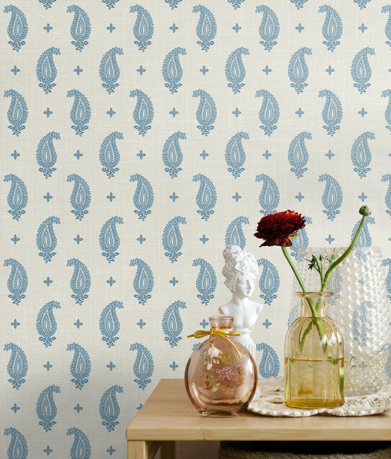 media image for Maia Paisley Wallpaper in Bleu Bisque 28