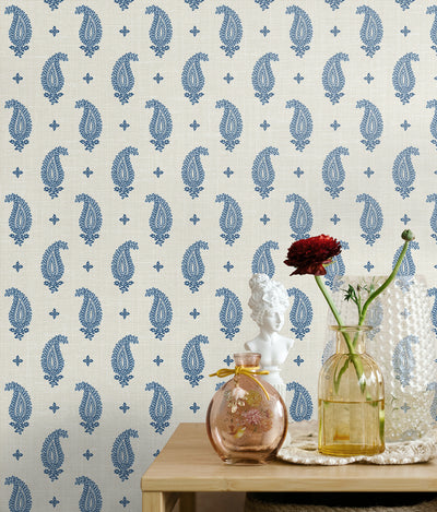 product image for Maia Paisley Wallpaper in French Blue 96