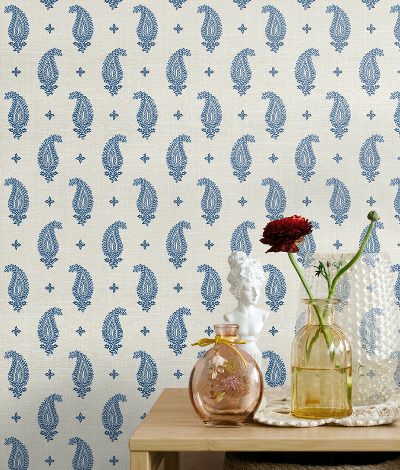 media image for Maia Paisley Wallpaper in French Blue 237