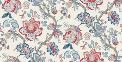 product image of Bernadette Linen Fabric in French Blue & Antique Ruby 577