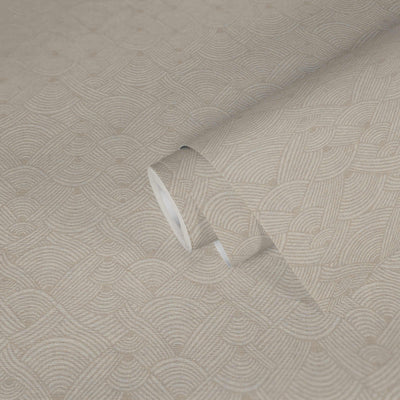 product image for Geo Swirl Motif Wallpaper in Beige/White 18