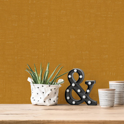 product image for Linen Effect Textured Wallpaper in Yellow 59