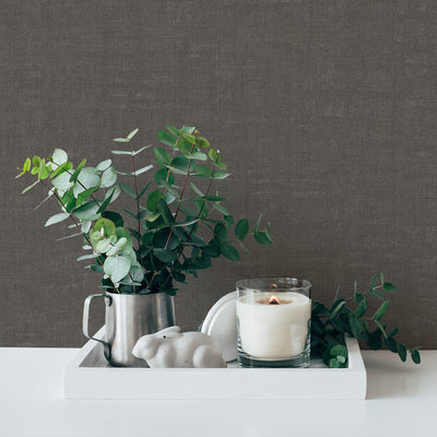 product image for Linen Effect Textured Wallpaper in Charcoal 12