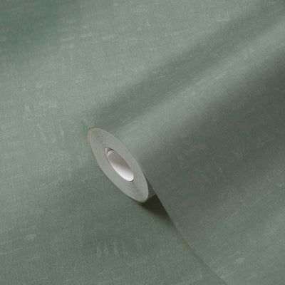 product image for Linen Effect Textured Wallpaper in Green 54