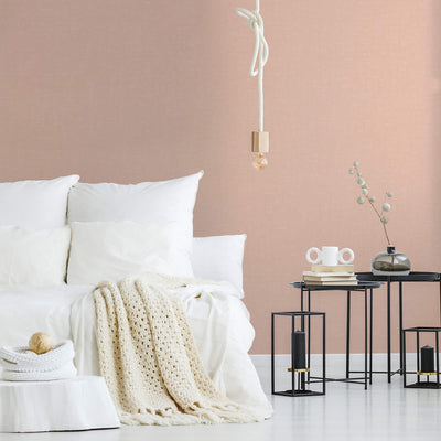 product image for Linen Effect Textured Wallpaper in Pink 28