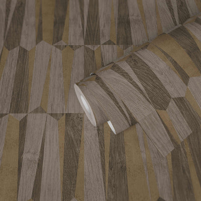 product image for Geo Point Wood Effect Motif Wallpaper in Brown/Grey 60