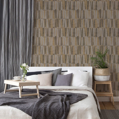 product image for Geo Point Wood Effect Motif Wallpaper in Brown/Grey 78