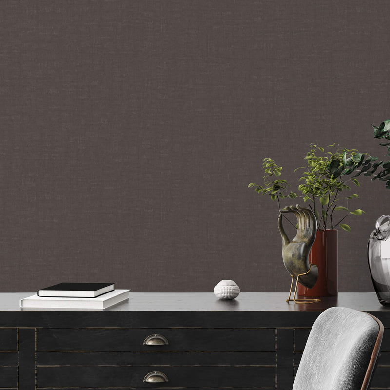 media image for Linen Effect Textured Wallpaper in Black 257