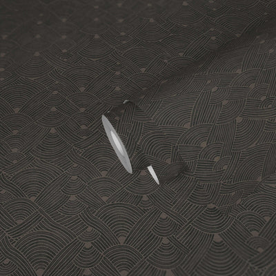 product image for Geo Swirl Motif Wallpaper in Brown/Black 86