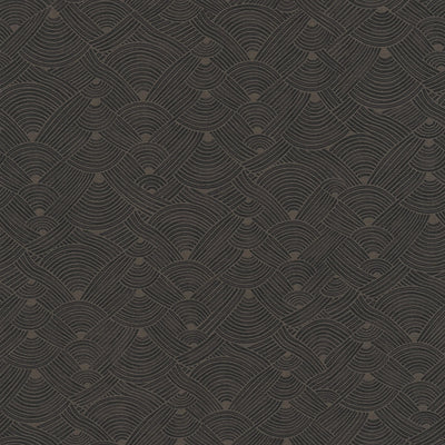 product image of Geo Swirl Motif Wallpaper in Brown/Black 556