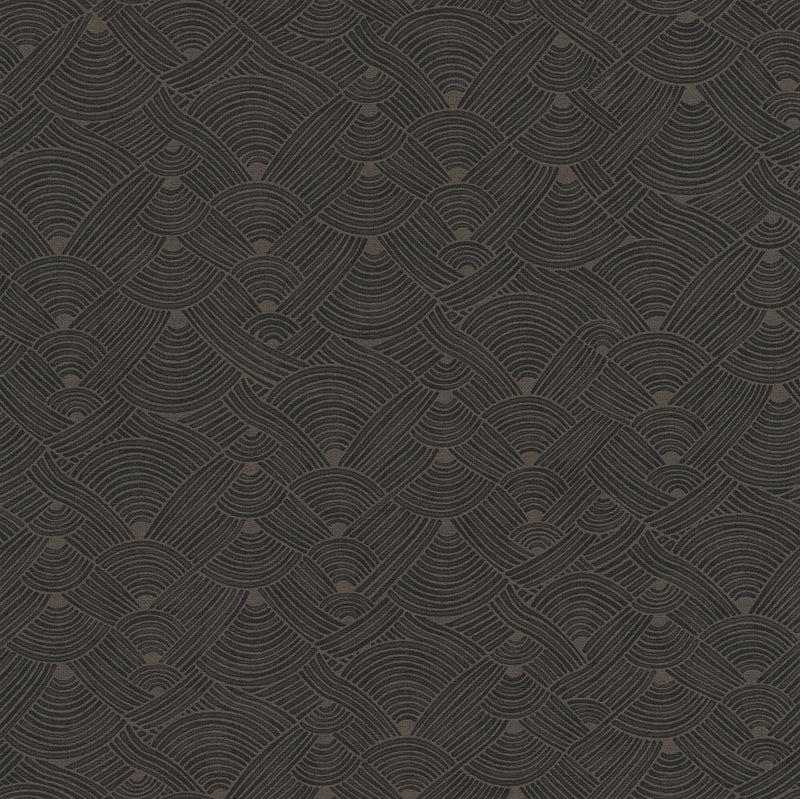 media image for Geo Swirl Motif Wallpaper in Brown/Black 238