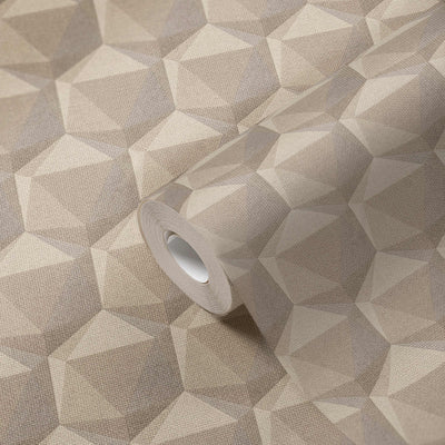 product image for Geometric Motif Wallpaper in Beige/Cream/Grey 21