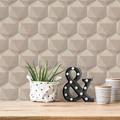 product image for Geometric Motif Wallpaper in Beige/Cream/Grey 51