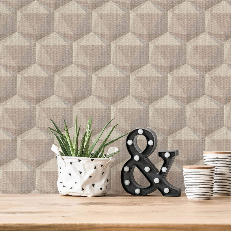 media image for Geometric Motif Wallpaper in Beige/Cream/Grey 265