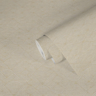 product image for Geo Swirl Motif Wallpaper in Cream/White 84