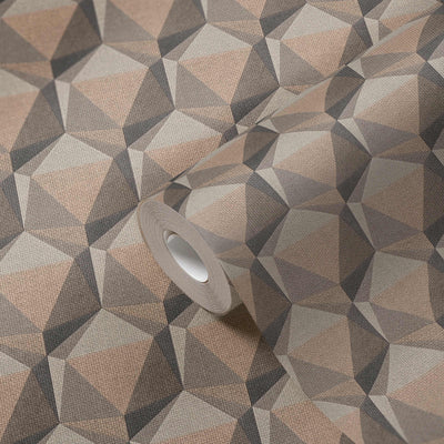 product image for Geometric Motif Wallpaper in Beige/Grey 36