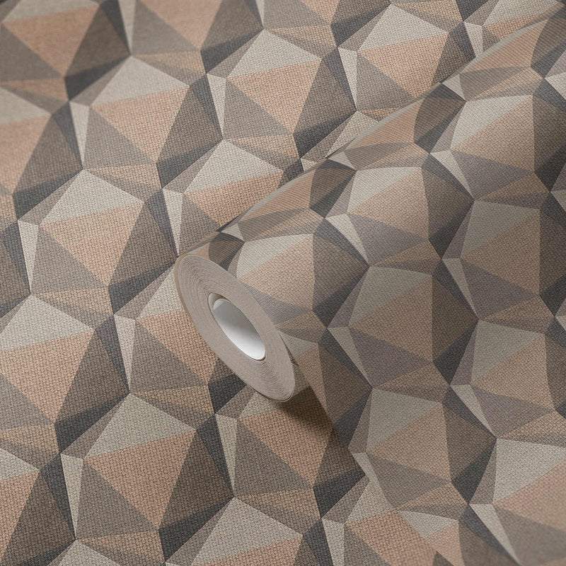 media image for Geometric Motif Wallpaper in Beige/Grey 266