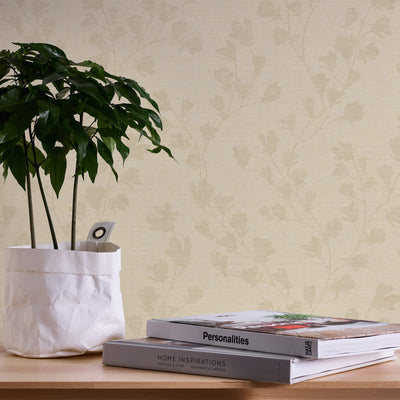 product image for Floral Trail Motif Wallpaper in Taupe/Beige 84