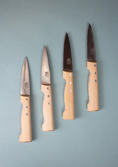 product image for au nain boucher set of 4 beech wood steak knives with leather pouch 1 10