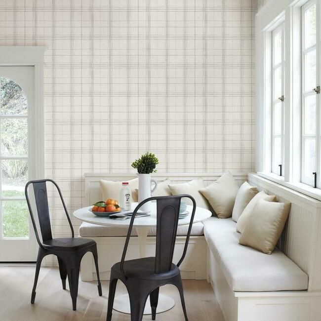 media image for Farmhouse Plaid Wallpaper in Linen from the Simply Farmhouse Collection by York Wallcoverings 277
