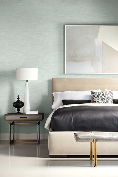 product image for Faux Linen Weave Wallpaper in Sea Glass from the Luxe Retreat Collection by Seabrook Wallcoverings 96