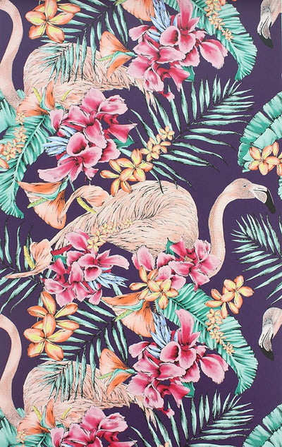 product image for Flamingo Club Wallpaper in Purple and Cerise by Matthew Williamson for Osborne & Little 1