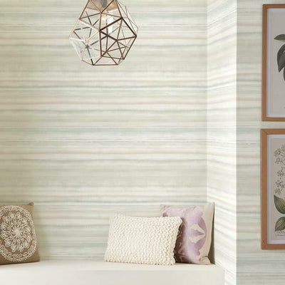 product image for Fleeting Horizon Stripe Peel & Stick Wallpaper in Clay and Mint by York Wallcoverings 4