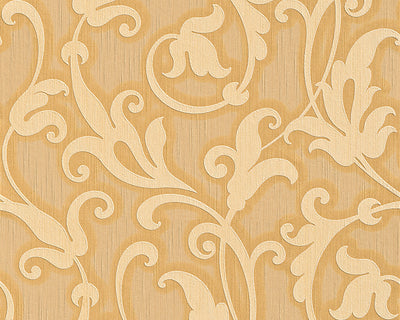 product image of Floral Scrollwork Wallpaper in Cream and Orange design by BD Wall 518