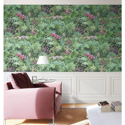 product image of Floral Wallpaper in Green and Purple from the French Impressionist Collection by Seabrook Wallcoverings 529