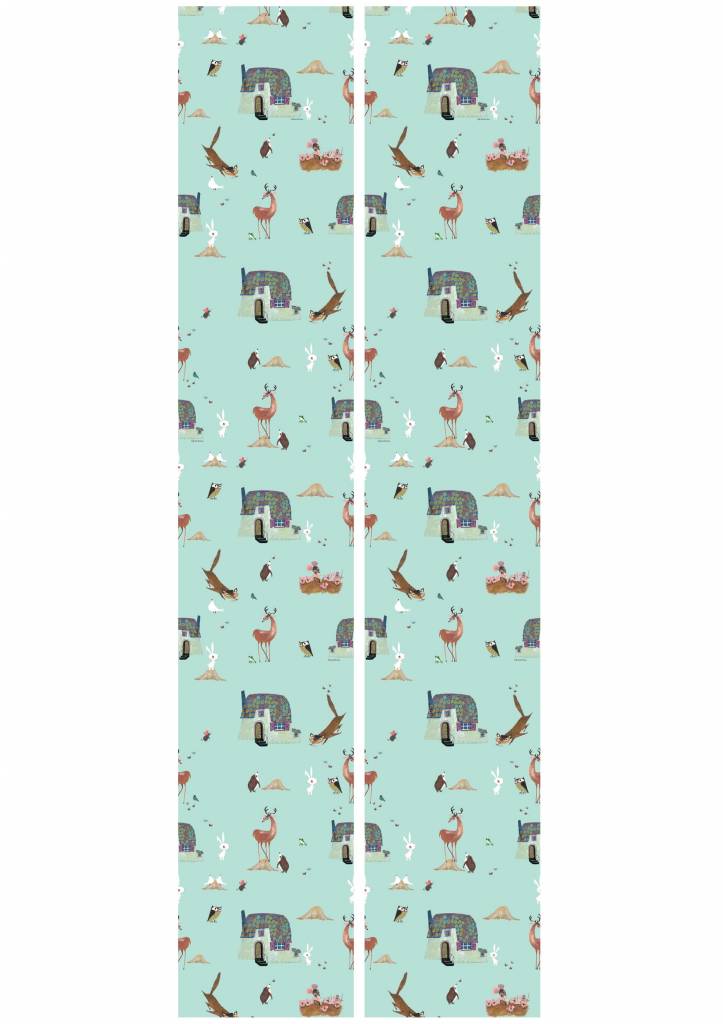 media image for Forest Animals Kids Wallpaper in Mint by KEK Amsterdam 252