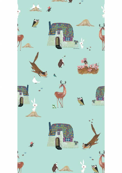 product image for Forest Animals Kids Wallpaper in Mint by KEK Amsterdam 82