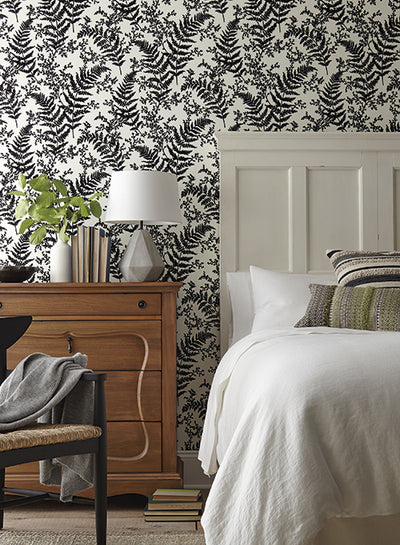 product image for Forest Fern Flock Wallpaper in Black from Magnolia Home Vol. 2 by Joanna Gaines 34