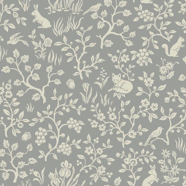 media image for Fox & Hare Wallpaper in Grey from Magnolia Home Vol. 2 by Joanna Gaines 280