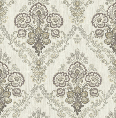 product image for Framed Imperial Bouquet Wallpaper in Silver from the Caspia Collection by Wallquest 78