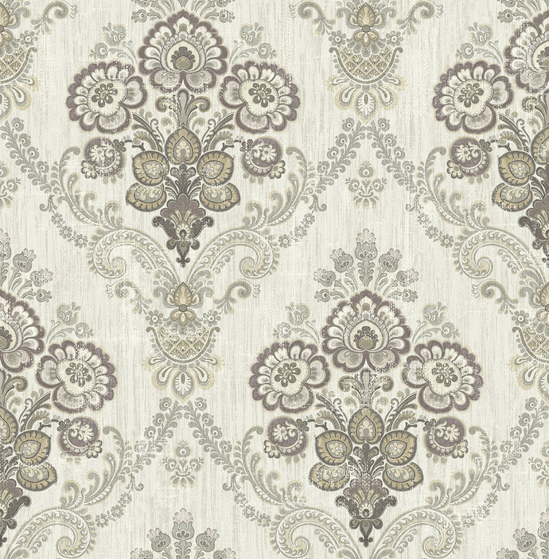 media image for Framed Imperial Bouquet Wallpaper in Silver from the Caspia Collection by Wallquest 229