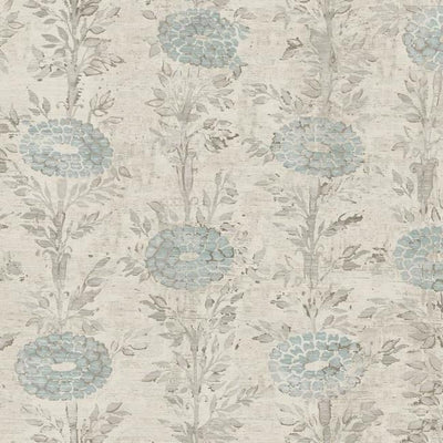 product image of French Marigold Wallpaper in Blue and Off-White from the Tea Garden Collection by Ronald Redding for York Wallcoverings 50