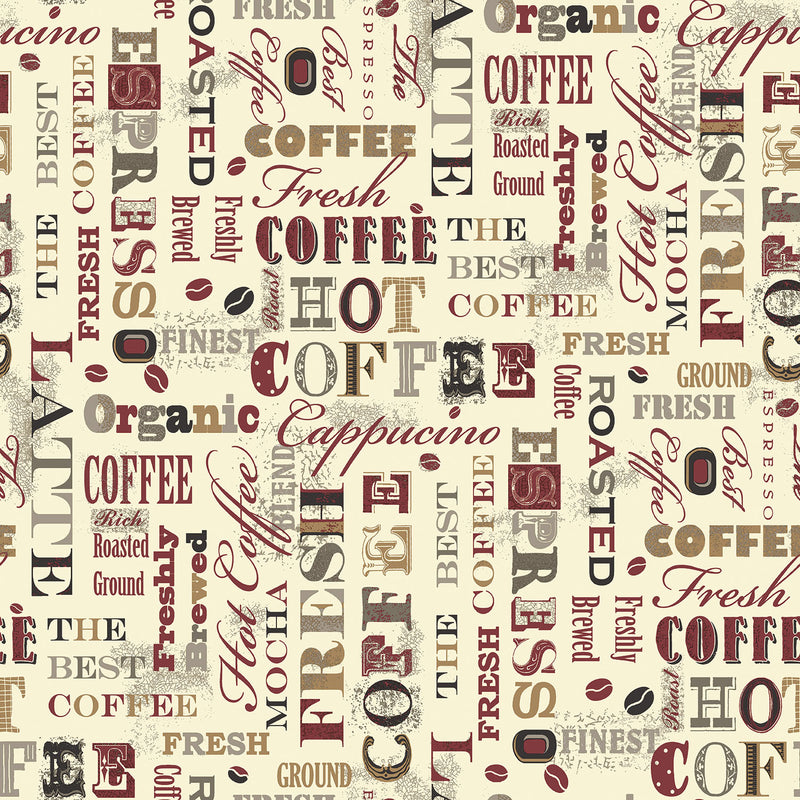 media image for Coffee Script Cream/Red Wallpaper from the Kitchen Recipes Collection by Galerie Wallcoverings 269