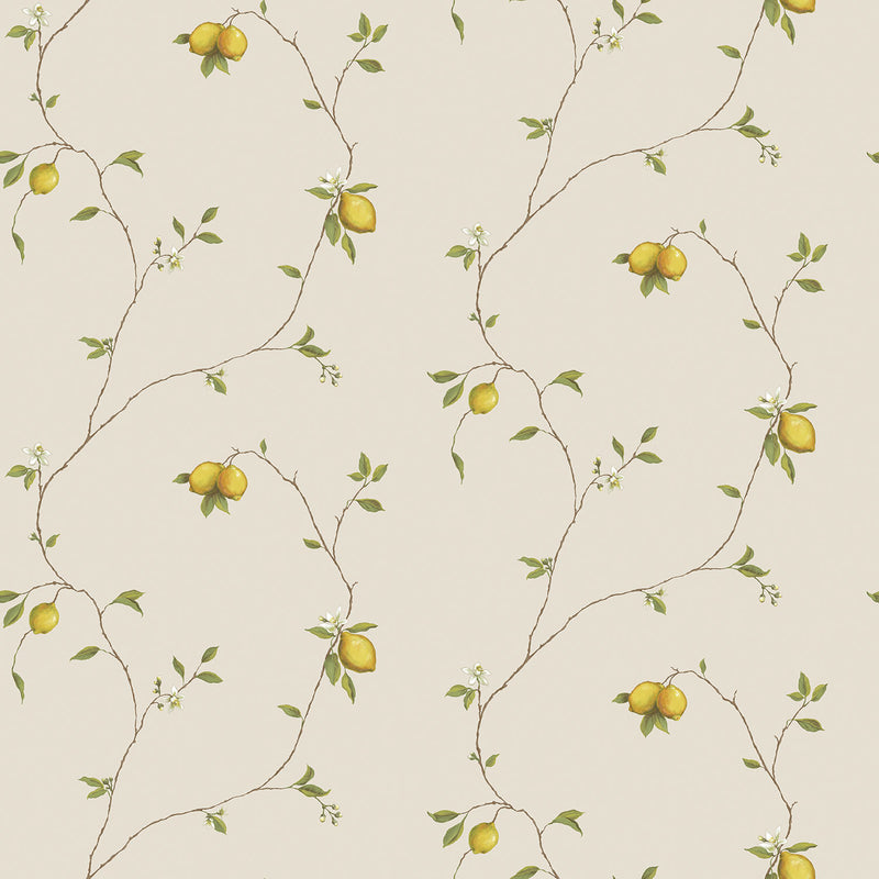 media image for Trailing Lemons Cream/Yellow Wallpaper from the Kitchen Recipes Collection by Galerie Wallcoverings 287