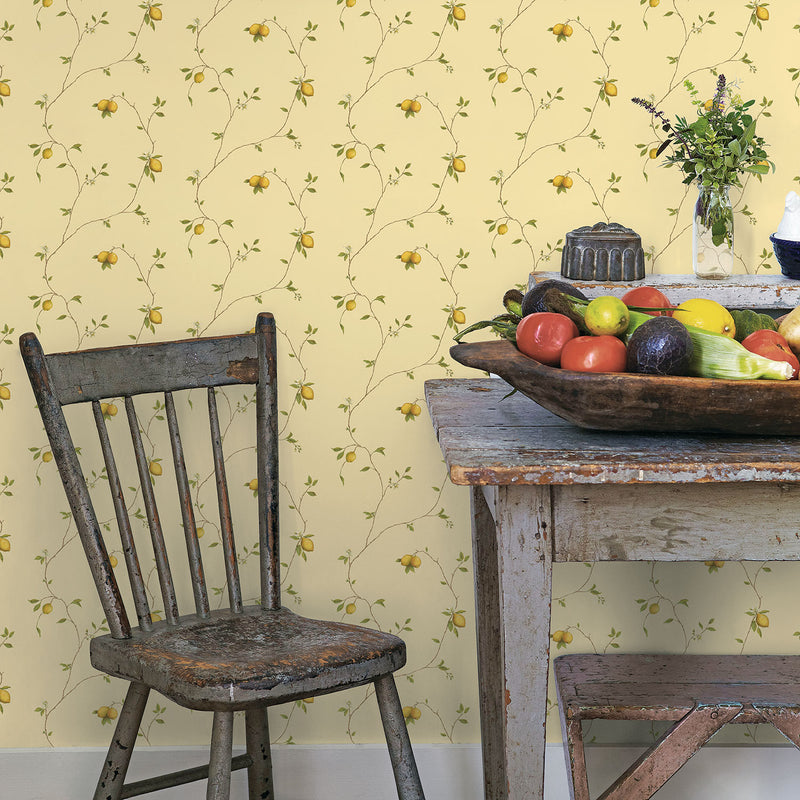 media image for Trailing Lemons Beige/Yellow Wallpaper from the Kitchen Recipes Collection by Galerie Wallcoverings 231