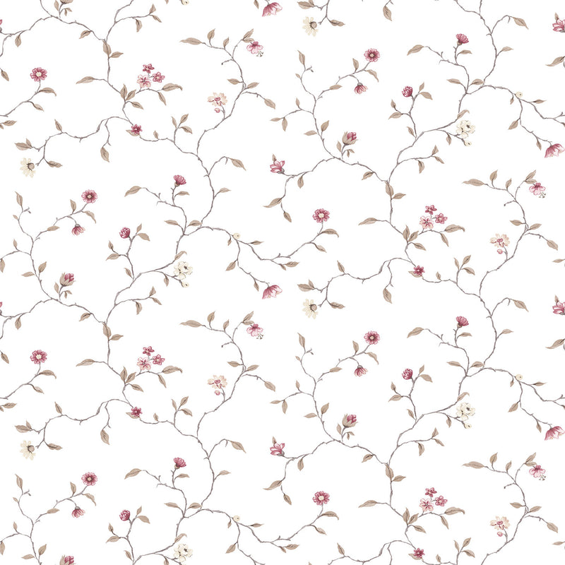 media image for Trailing Flowers Pink/Red Wallpaper from the Kitchen Recipes Collection by Galerie Wallcoverings 246