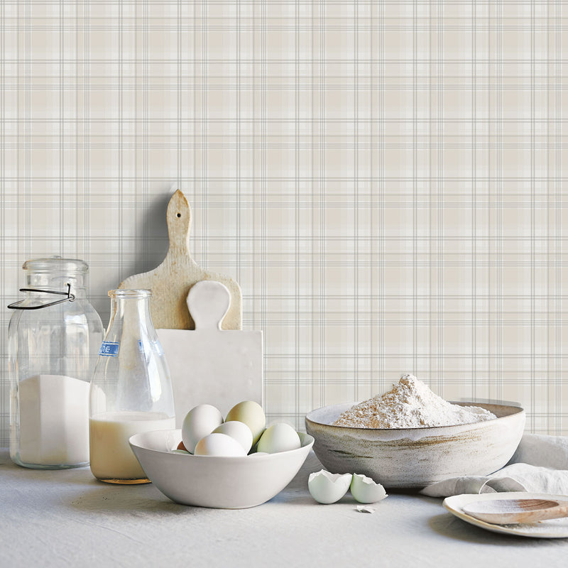 media image for Checked Beige/Grey Wallpaper from the Kitchen Recipes Collection by Galerie Wallcoverings 216