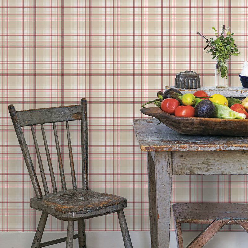 media image for Checked Biege/Red Wallpaper from the Kitchen Recipes Collection by Galerie Wallcoverings 27