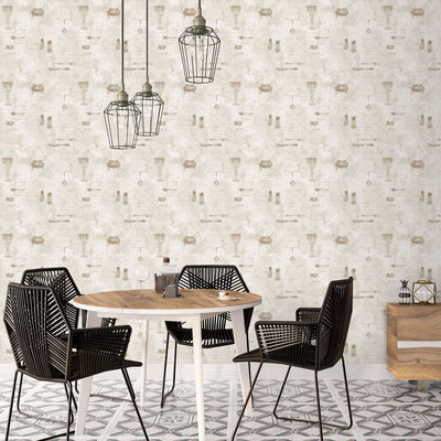 product image for Café Utensils Beige Wallpaper from the Kitchen Recipes Collection by Galerie Wallcoverings 40