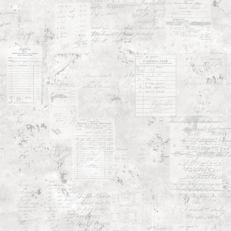 media image for Café Receipts Grey/White Wallpaper from the Kitchen Recipes Collection by Galerie Wallcoverings 227