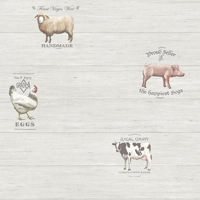 product image for Farmyard Animals Cream/White Wallpaper from the Kitchen Recipes Collection by Galerie Wallcoverings 66
