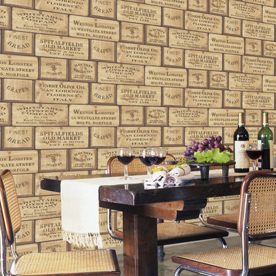 product image for Olde Boxes Beige/Brown Wallpaper from the Kitchen Recipes Collection by Galerie Wallcoverings 13