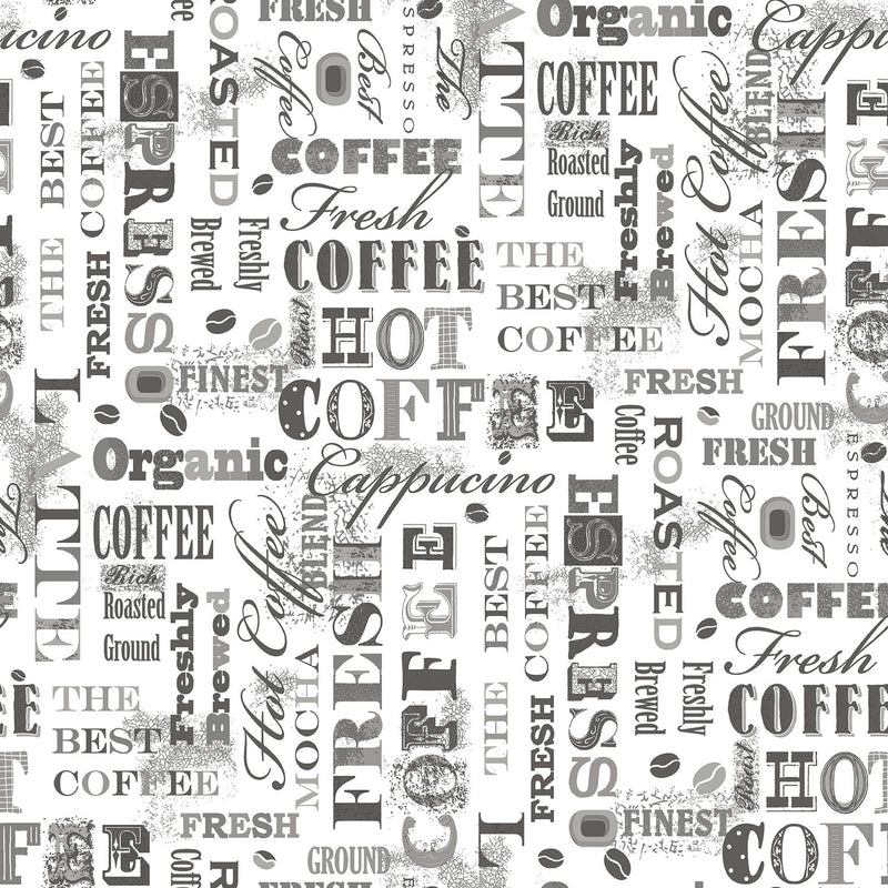 media image for Coffee Script Black/White Wallpaper from the Kitchen Recipes Collection by Galerie Wallcoverings 218