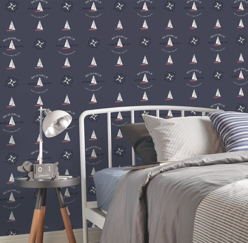 media image for Deauville Navy Wallpaper from the Deauville 2 Collection by Galerie Wallcoverings 215