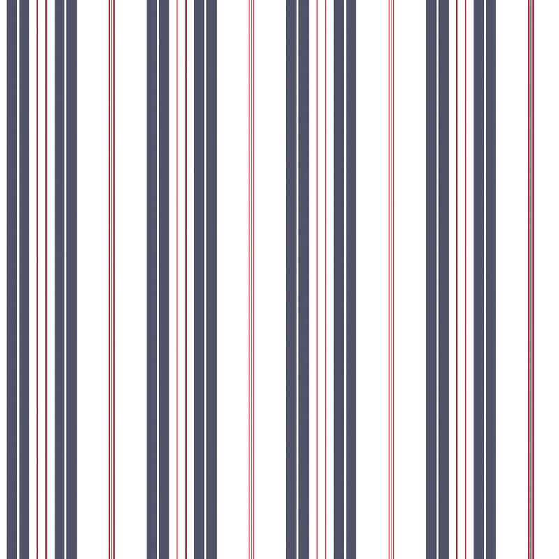 media image for Two Colour Stripe Navy/Red Wallpaper from the Deauville 2 Collection by Galerie Wallcoverings 247